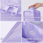 tianzong Travel Shoe Bag with Handle Holds 2 Pairs of Shoes, Shoe Packing Cubes for Travel (Purple, 2 Pack)