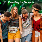 Veckle Clear Fanny Pack Stadium Approved - Adjustable 33-47 Inch Strap, Transparent Belt Bag for Women Men Fits 7.5-inch Smartphone, Waist Bag Clear Bag for Sport Events, Concerts, Cream White
