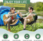 2 Pack Compact Camping Chairs Portable Folding for Outside with Carry Bag Lightweight Moon Chairs for Travel Picnic Hiking Beach Fishing, 600D Oxford, Supports 330lbs(Khaki, Black)