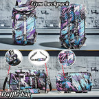 Gym Duffle Bag Backpack with Shoe Compartment,4 ways Travel Backpack for Women and Men,Multi-Functional Weekender bag with Waterproof Layer&Laptop Compartment for Fitness, Travel,Camping