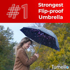 TUMELLA Inverted Windproof Umbrella, Large, Strong, Light, Portable, Automatic Reverse Folding Rain Umbrella, Durable Premium Grip, Fits Car & Backpack