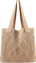 COOKOOKY Crochet Beach Tote bag Summer Beach Bag for Women Aesthetic Mesh Tote Bag Hippie Bag Knit Bag