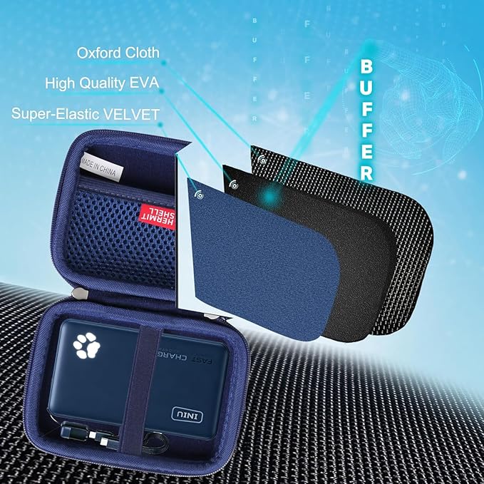 Hermitshell Hard Travel Case for INIU Portable Charger Smaller & Lighter 45W Fast Charging 10000mAh PD Power Bank Battery Pack (Only Case) (Blue)