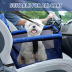 Dog Car Seat Foldable Dog Car Booster Seat Waterproof Breathable Oxford Travel Bag for Small to Medium Dogs, Puppies, and Pets-Pattern Blue
