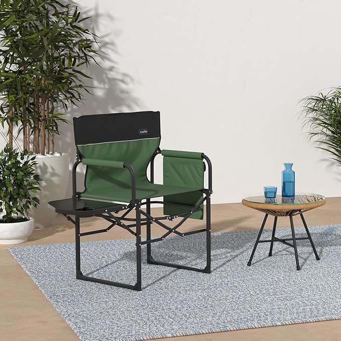 SUNNYFEEL Camping Directors Chair 2 Pack, Heavy Duty,Oversized Portable Folding Chair with Side Table, Pocket for Beach, Fishing,Trip,Picnic,Lawn,Concert Outdoor Foldable Camp Chairs