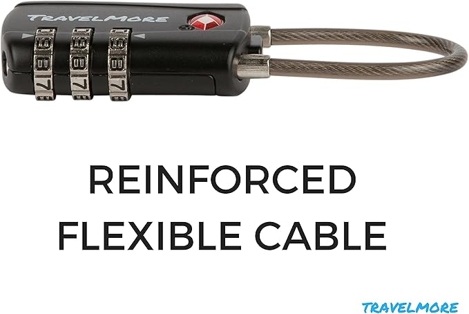 6 Pack TSA Approved Travel Combination Cable Luggage Locks for Suitcases & Backpacks - Black