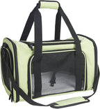 Soft Sided Carrier for Small Medium Cats Dogs ,Removable Pad Collapsible Travel Pet Carrier Large Green