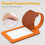 Travelambo Luggage Tags for Suitcases Faux Leather Privacy Protection 6 Pack Bag Tags Travel Accessories Essential, Hot Orange