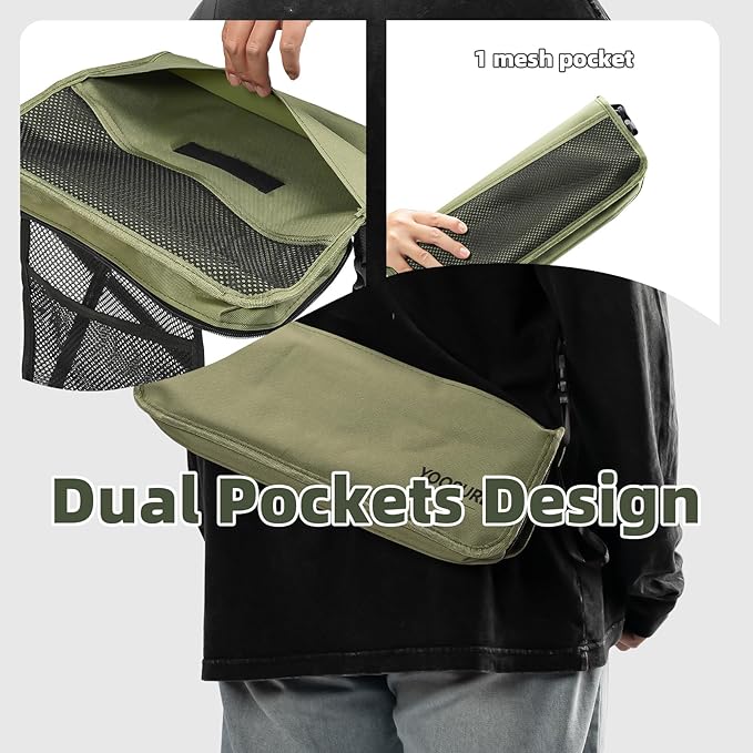 16" Extra Tall Portable Folding Stool for Adults, X-Large Collapsible Camping Chair with 3 Storage Pockets, Heavy Duty Travel Seat for Fishing, Hiking, Gardening