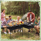Briwooody 2 Pack Portable Folding Camping Table, Adjustable Height Aluminum Roll-Up Outdoor & Indoor Picnic Table with Large Carry Bag for Beach, BBQ, Travel & Backyard(37.4 x 21.65 Inches)