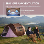 EchoSmile Pop Up Camping Tent, 2/4/6 Person Easy Setup Tent, Water Resistant Dome, Portable with Carry Bag