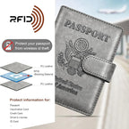 Herain Passport Holder for Travel Essentials, 2 Pcs Passport Cover Wallet Case Travel Gifts Women Men Family, RFID Passports Book Card Holders Travels Cruise Accessories Must Haves