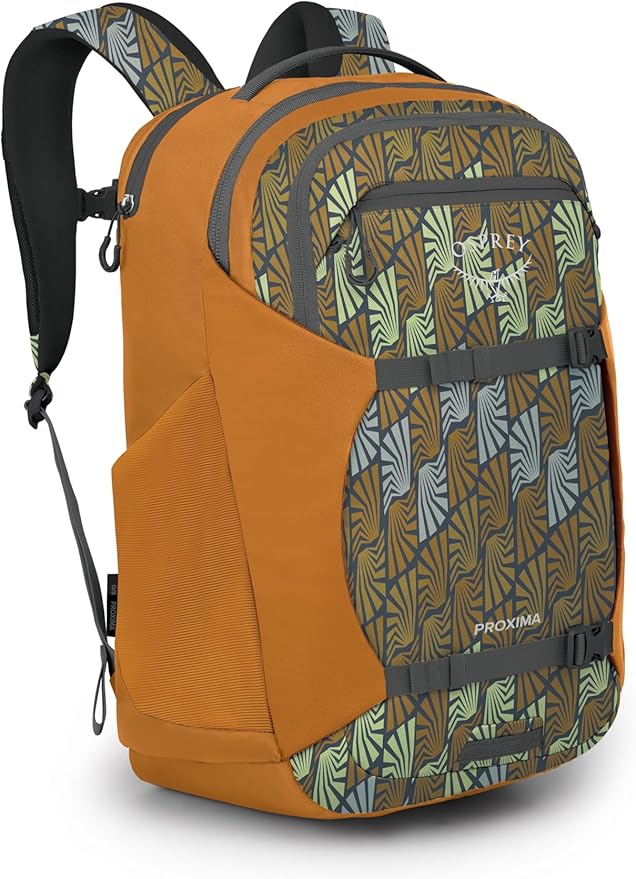 Osprey Proxima 30L Campus Laptop Backpack - Organized Everyday Pack with Tech Storage, Bottle Pockets, and Comfortable Carry - Perfect for College, Commute, and Travel, Kazuma Print/Toffee Orange