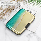 ELFISH Mini RFID Aluminum Wallet Credit Cards Holder Business Card Case Metal ID Case for Men Women（Beach