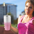 D·S 30 oz Tumbler Pink Glitter Gradient Cup Stainless Steel Double Wall Vacuum Insulated Mug with Straw and Lid, Cleaning Brush for Cold and Hot Beverages
