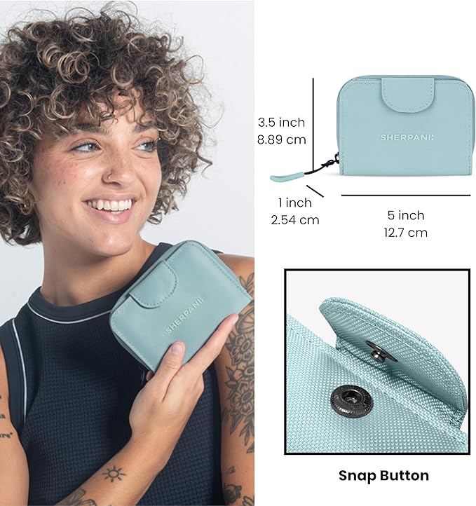 Sherpani Barcelona, Nylon Bifold Zipper Pocket Wallet for Women, Travel Bag, RFID Protection