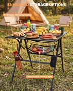 Sportneer Camping Table Folding Table, Bi-Fold Portable with Fast Open Design, Adjustable Height 16.5-27.6", 35.4"x23.6" Lightweight Aluminum Tabletop, Handle & Shoulder Strap for Outdoor Picnic