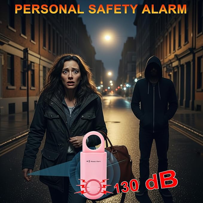 2 Pack Personal Safety Alarm 130db User-Replaceable Battery SOS Emergency Loud Sound Siren Keychain Alert for Women, College Students, Children, Night Runner, Hiking, Camp, Bear Alarm. Pink