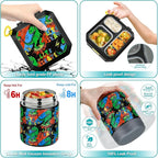 wiwens Bento Lunch Box for Kids with 12oz Soup Thermo Leak-Proof Lunch Food Container with 5 Compartment Thermo Hot Food Jar and Insulated Lunch Bag for Kid Toddler Girls Boys to School