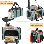 Soft-Sided Cat/Dog/Pet Carrier, Collapsible Pets Travel Carriers for Big Cats/Small Dogs with Shoulder Strap & Removable Mat, Mesh Puppy Carry Bag, Up to 25 Lbs (Turquoise)