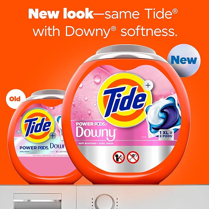 Tide Power PODs + Downy Laundry Detergent Pods, 63 Count, Soft Boosters + April Fresh (Pack of 4)
