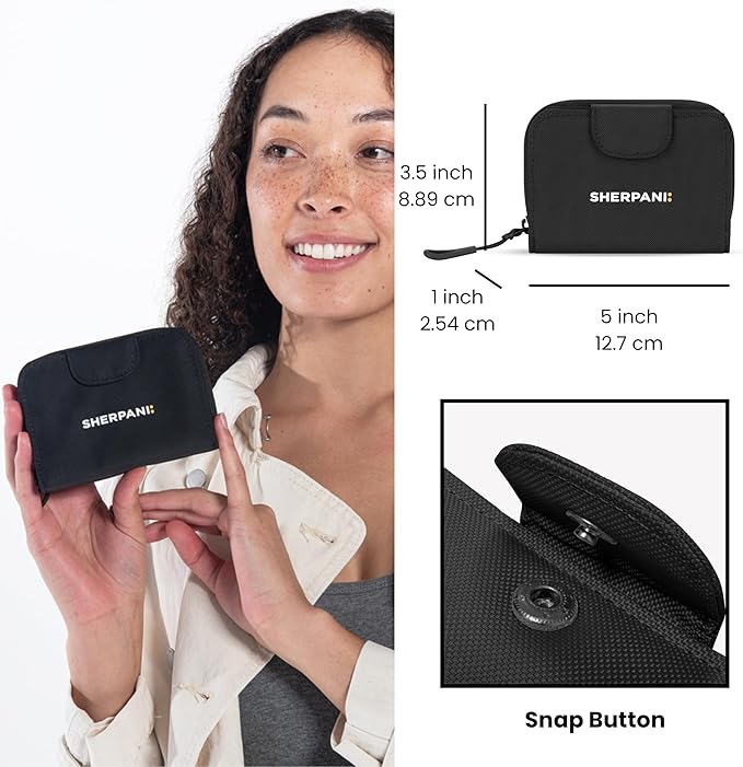 Sherpani Barcelona, Nylon Bifold Zipper Pocket Wallet for Women, Travel Bag, RFID Protection