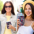 KJQJLY 3 Reusable Iced Coffee Sleeves for Iced Coffee Cups or Drinks Reusable Neoprene Insulated Sleeves for Hot and Cold Drinks from Starbucks, Dunkin, And More (Butterfly Bush)