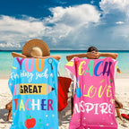 12 Pcs Thank You Teacher Oversized Microfiber Beach Towels Set 30 x 60 Extra Large Fiber Swim Pool Towel Absorbent Bath Blanket for Travel Vacation Accessories Gift Spa Lightweight