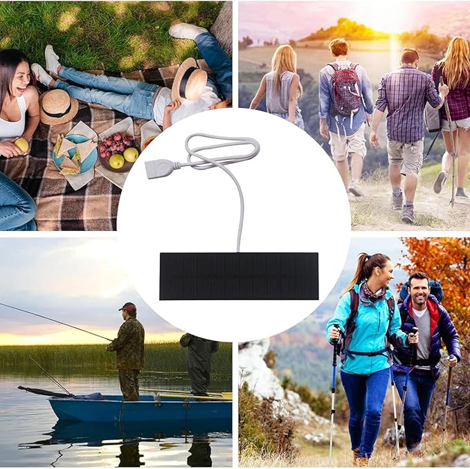 Solar Phone Panel Charger – Portable USB Battery Bank, 3W Solar-Powered Fast Charging Panel | Renewable Energy Charger | Compact Mobile Laptop Camera, Lightweight Outdoor Travel Camping Device