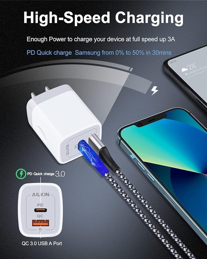 [3Pack/20W] USB C Charger Adapter, Dual-Port PD USBC Wall Charger Block for iPhone 17 Air 16e 16 Pro Max 16Pro 15, Type C Brick Power Box Quick Charge Cargador Cube Base for Samsung Galaxy S25 Ultra