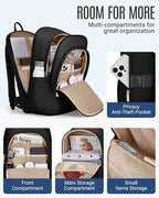 LIGHT FLIGHT Travel Laptop Backpack for 17.3" laptop, Carry on Backpack with USB Charging Hole, Water Resistant College Bookbag, Large Capacity Computer Backpacks for Work, Black