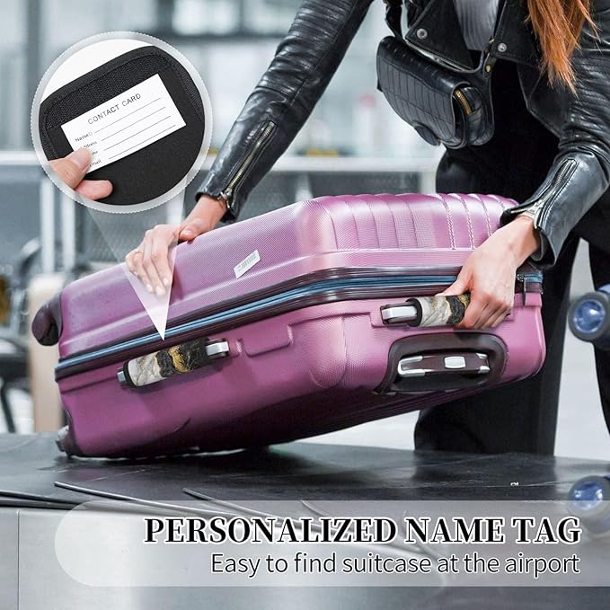 2 Pack Black Marble with Gold Pretty Luggage Handle Wraps Suitcase Tags Identifiers for Travel Accessories