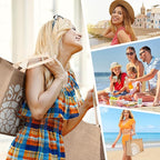 Trifabricy Beach Bag, Large Beach Bag for Women, Woven Straw Beach Tote Bag Waterproof, Weaving Swim Gym Shopping Travel Bag