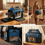 Top-Expandable Pet Carrier with Treat & Pet Window,18x11x11 Inch Delta American United Airline Approved,Soft-Sided Dog Carrier for Small Dogs and Cats,Travel Cat Carrier with Locking Safety Zippers