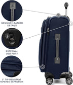 Travelpro Platinum Elite Softside Expandable Luggage, 8 Wheel Spinner Suitcase, TSA Lock, Men and Women, Dark Blue, 2-Piece Set (21/25)