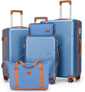 Cosbarn 5 Piece Luggage Sets with Spinner Wheels, Hardshell ABS Suitcase Set with Tsa Lock, Lightweight Hardside Waterproof Travel Suitcases for Men Women, HazeBlue (20"/24"/28")