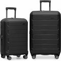 Traveler's Choice Pagosa Hardshell Expandable Luggage with Spinner Wheels, Black, 2-Piece Set (22/26)