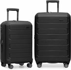 Traveler's Choice Pagosa Hardshell Expandable Luggage with Spinner Wheels, Black, 2-Piece Set (22/26)