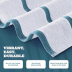 White Classic Cotton Pool Towels Oversized 30 x 60 Inches, Ultra Absorbent and Low Lint Striped Beach Towels for Adults, Stripes Design Luxury Extra Large Bath Towels, Light Blue, 4 Pack