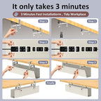 36" Under Desk Cable Management Tray for Home Office, No Drill Cord Organizer for Glass & Wood Table, Anti-Sag Oxford Fabric Wire Management Hider, Fits Surge Protector (Beige, 35.8")