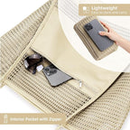 KALIDI Beach Nylon Mesh Tote Bag, Casual Tote Bag Hobo Women Foldable MAX 23L Shoulder Bag For Beach Picnic Vacation