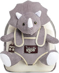 Naturally KIDS Small Dinosaur Backpack - Triceratops Dinosaur Toys for Kids 3-5 - Toddler Backpack for Boys & Girls - Grey Plush Stuffed Animal