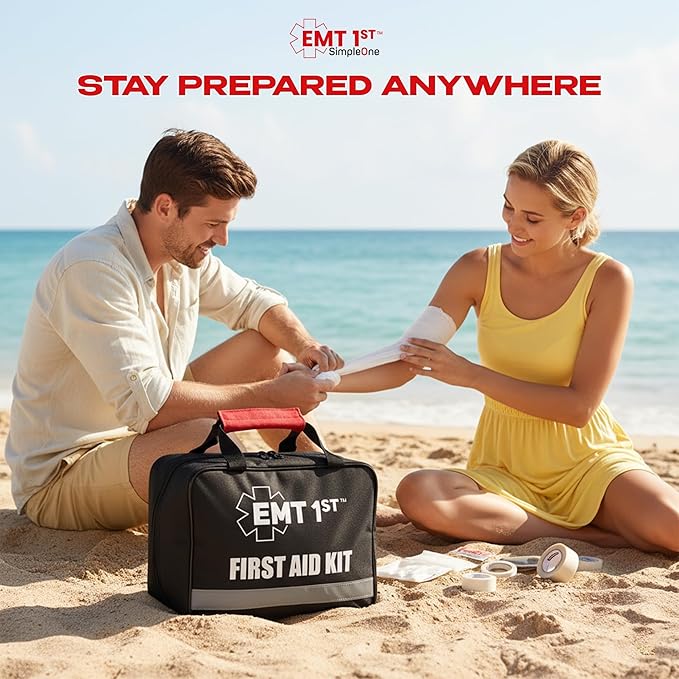 EMT 1st 403 Pcs Emergency Responder First Aid Kit with 38 Unique Items & Cotton Swabs Large First aid kit for car, Travel & Home - Emergency Bag for Hiking, Camping, Backpacking and Outdoor