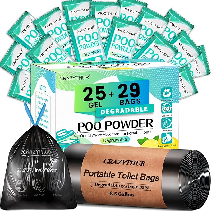 Portable Toilet Gel, Poo Powder for Portable Toilet, Camping Toilet Gel, Pee Powder, Portable Toilet Powder for Outdoor Camping and Hiking Toilet Gel Powder