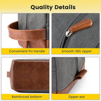 Vorspack Travel Toiletry Bag - Hanging Toiletry Bag for Men Water Resistant Canvas Shaving Bag with Large Capacity for Travel - Light Grey (Pack of 2)