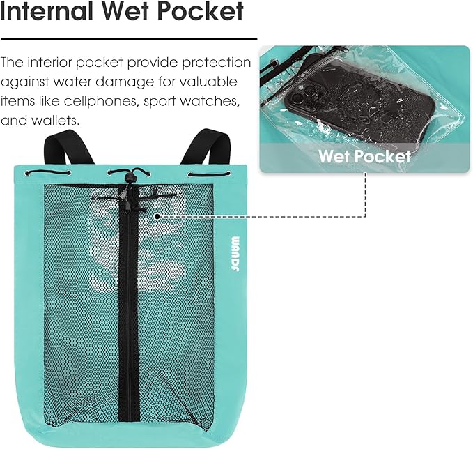 WANDF Swim Bag Mesh Drawstring Backpack Beach Backpack for Swimming, Gym, and Workout Gear