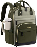 LOVEVOOK Laptop Backpack Women with Giant Cup Holder,17.3 inch Work Travel Backpack Computer Laptop Bag,Cute College Nurse Teacher Backpack Purse,Gift for Women & Men,Olive green-Bean green-Kelp green