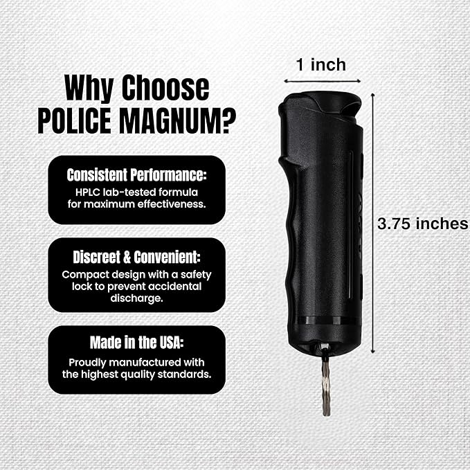 Police Magnum Personal Safety Alarm & Pepper Spray Combo Self Defense Pack for Women- Loud 135db Siren with Light & Max Strength Flip Top Pepper Spray Protection