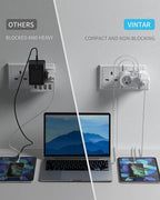 US to UK Ireland Travel Plug Adapter 2 Pack, VINTAR Type G Plug Adapter with 2 Outlets 3 USB Ports(1 USB-C), UK Power Adaptor for USA to England Scotland Dubai Hong Kong British Kenya London