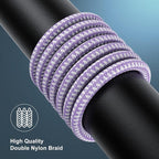 iPhone Charger 1ft, Apple MFi Certified Short Lightning Cable Strong Nylon Braided Charging Cable 1 Foot, Fast iPhone USB Cord for Apple iPhone 14/13/12/11/X/XS/XR/8/iPad Mini Air-Purole